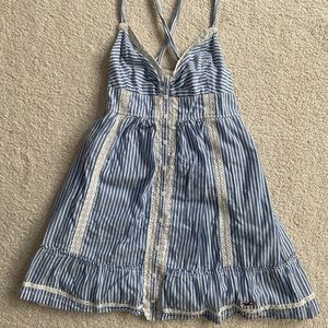 Hollister white lace blue strolled dress size s